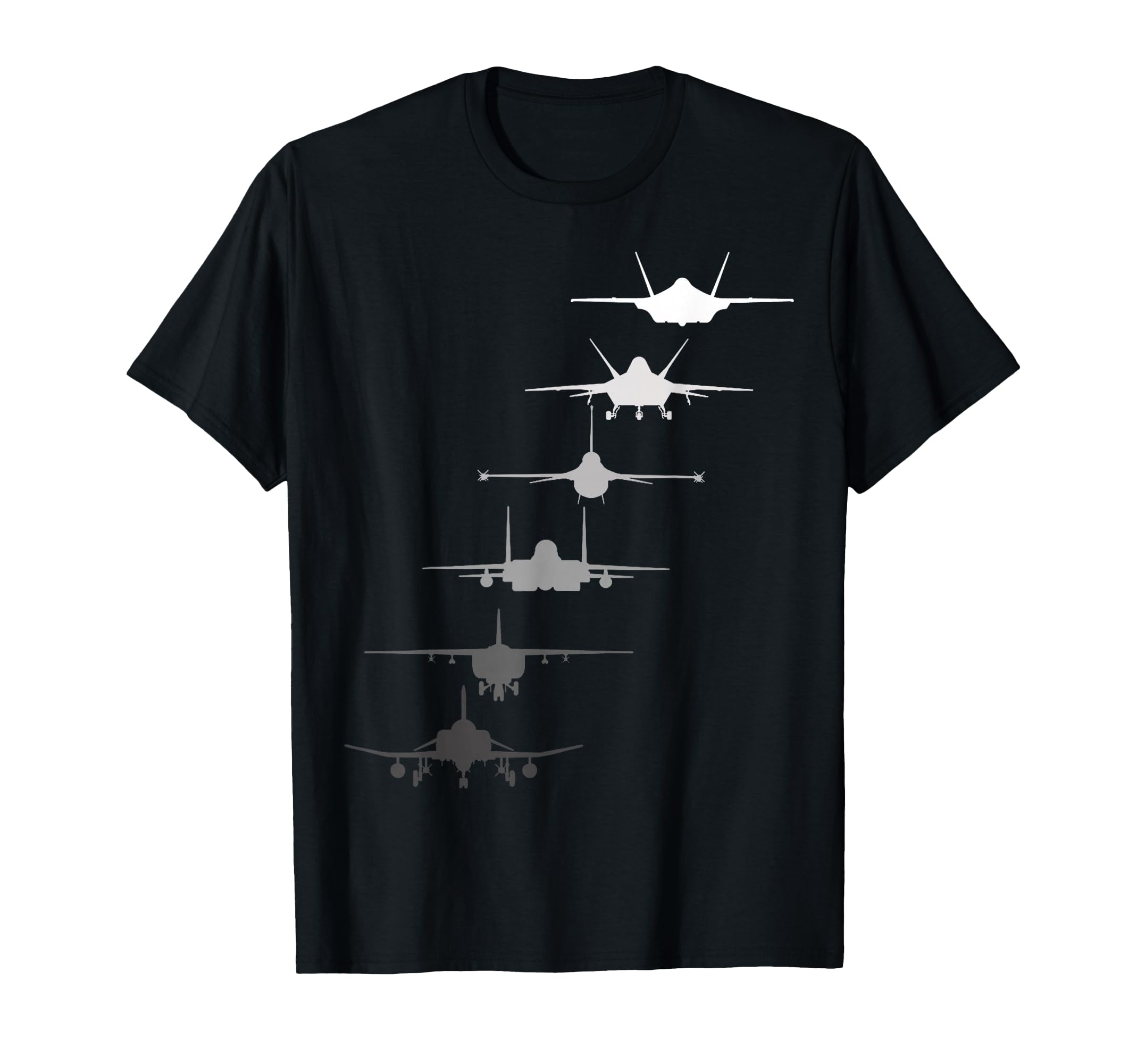 Air Force Fighter Jets F-4 F-111 F-15 F-16 F-22 F-35 Veteran T-Shirt