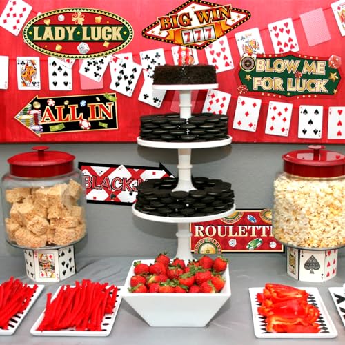 Image of 20 Pieces Casino Party Decorations Vegas Themed Party Directional Signs Casino Signs Welcome to Las Vegas Party Decorations Casino Night Poker Chip Dice Birthday Party Supplies