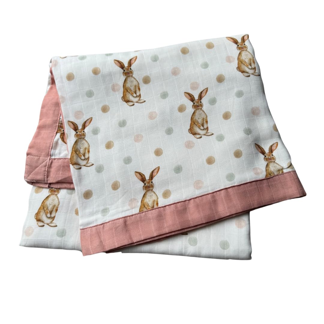 Baby J's - Quilted Muslin Blanket - 120x120cm - Bunny Design, Quilted Bunny, X-Large (120 x 120 cm) - Image 2