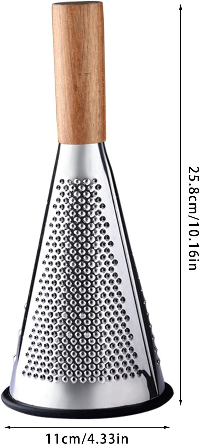 Efficient Rusts Stainless Steels Grater Cone Shaped Cheese Shaver with Wood Handle Kitchen Gadget Vegetable Cutter Grater