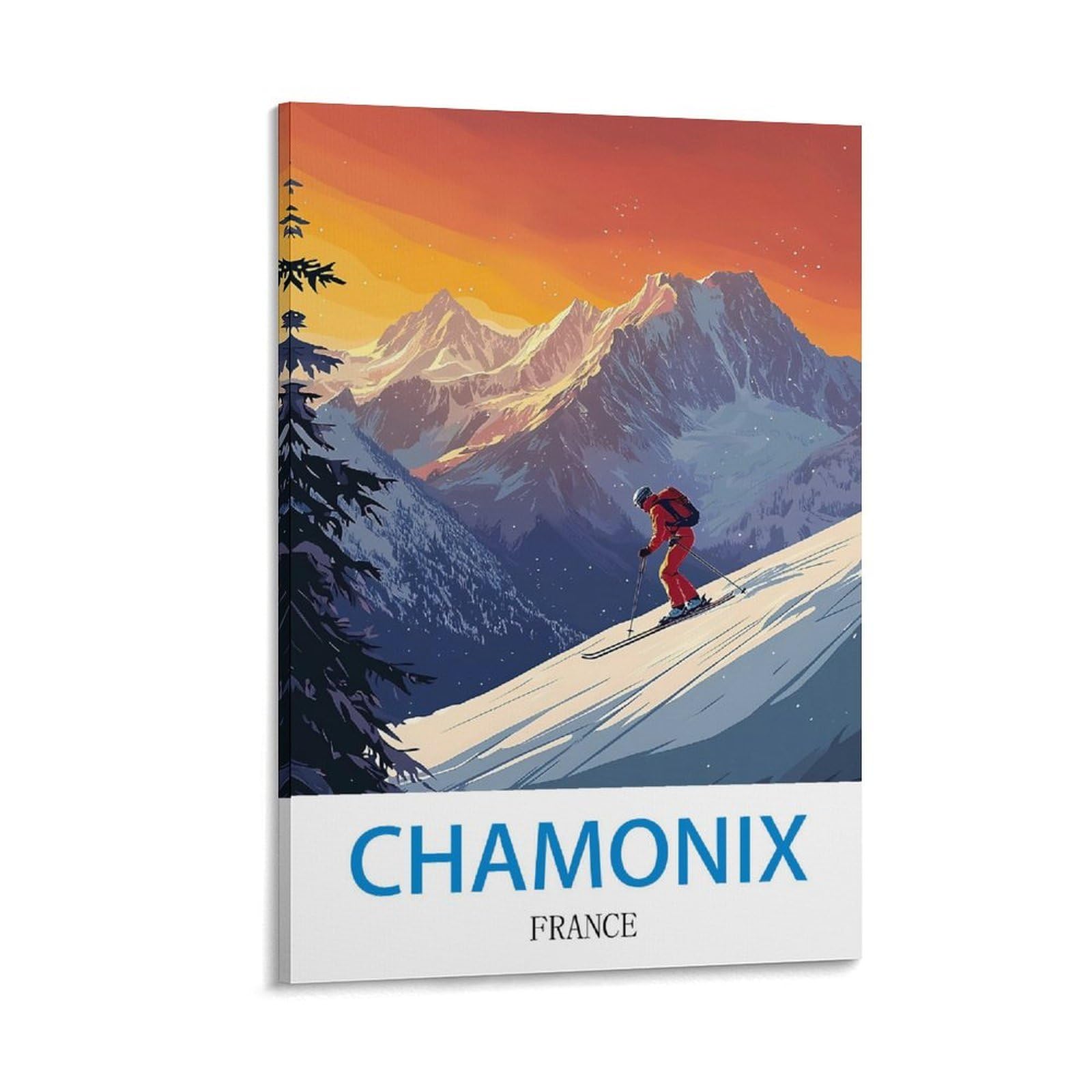 Ctzikww Frame-Style France Chamonix Vintage Travel Posters 12X18inch(30X45cm) Canvas Art Prints Picture Wall Art Painting