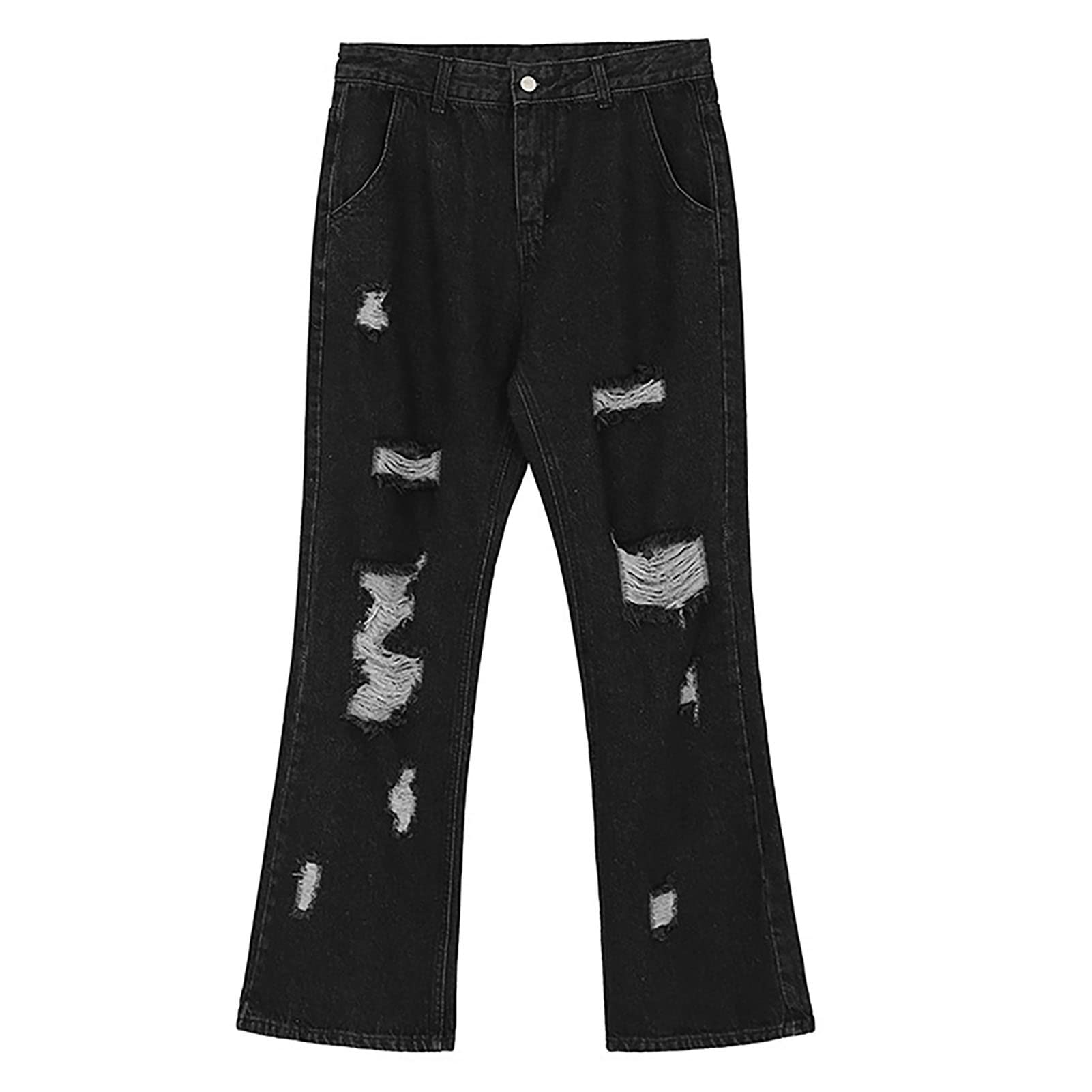SIYAN Męskie dżinsy z wysokim stanem i szerokimi nogawkami spodnie jeansowe lata 90-te Streetwear