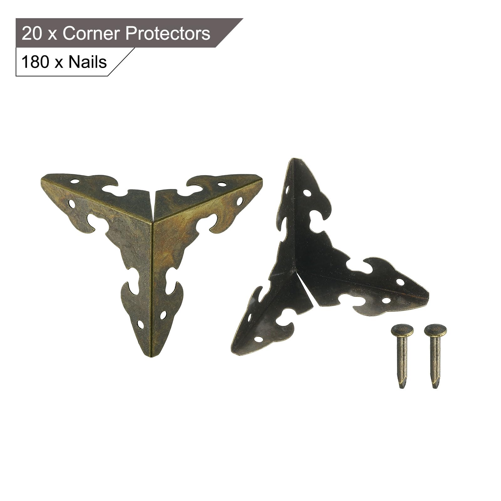 QUARKZMAN 20 Pz Copertura Angolare Decorativa per Scatole, 30mm Protezione Angolare in Metallo, Proteggi Angoli Mobili con Viti, Bronzo
