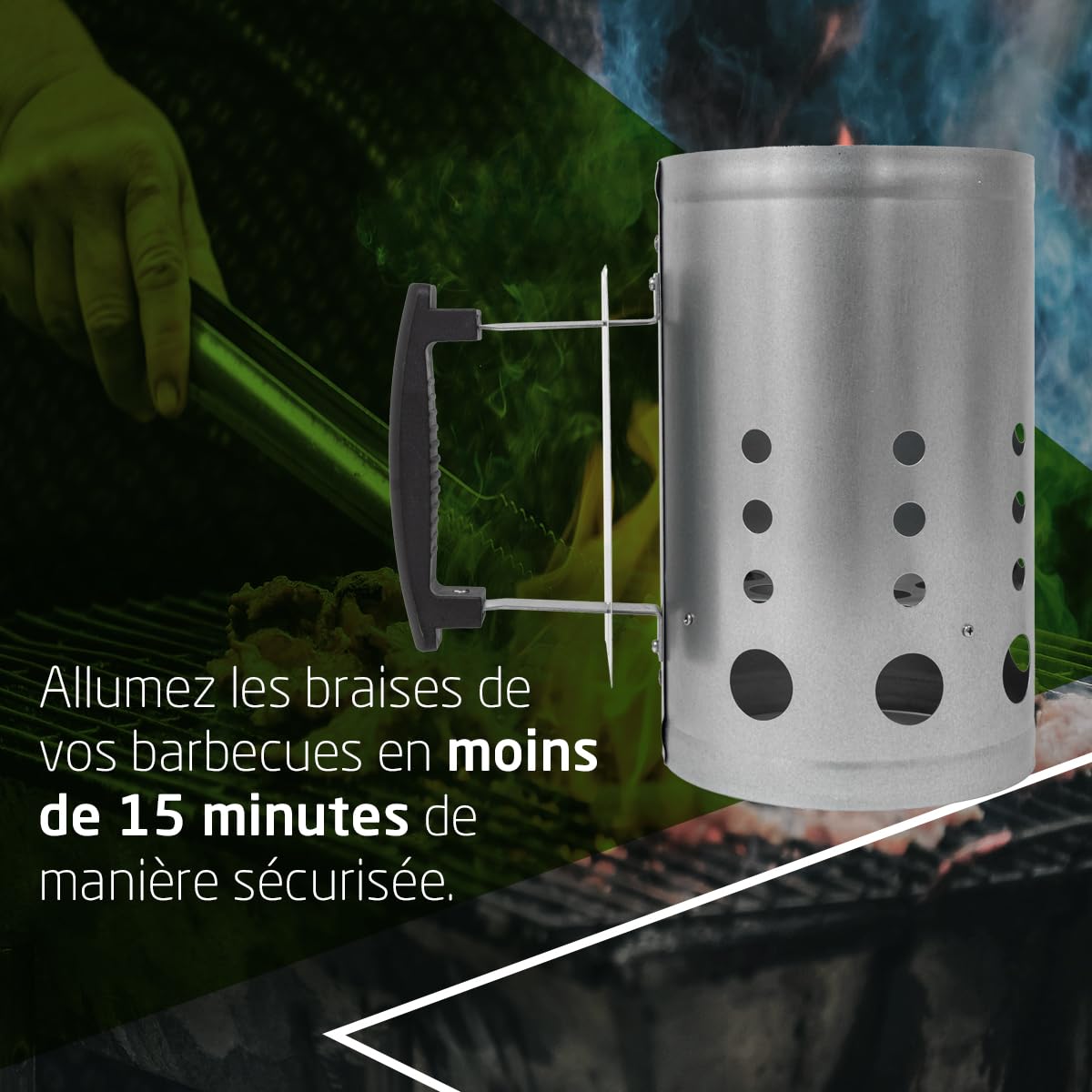 Allume-feu au charbon Fireplus pour barbecue acier galvanisé 27 x 17,5 x 30 cm