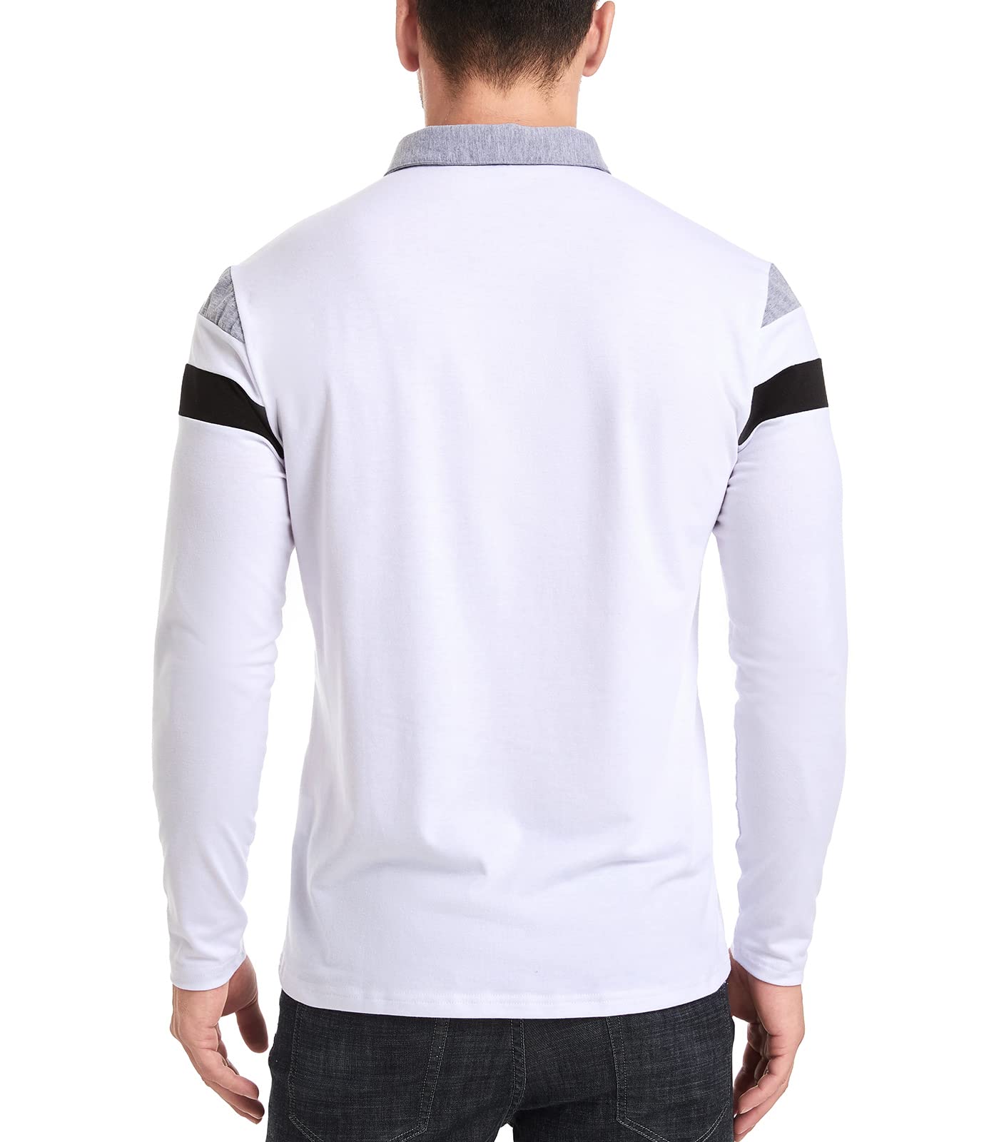 MANSDOUR Męskie koszulki polo na co dzień bawełna slim fit koszulka polo z długim rękawem i krótkim rękawem patchworkowa koszula golfowa z kołnierzem do pracy