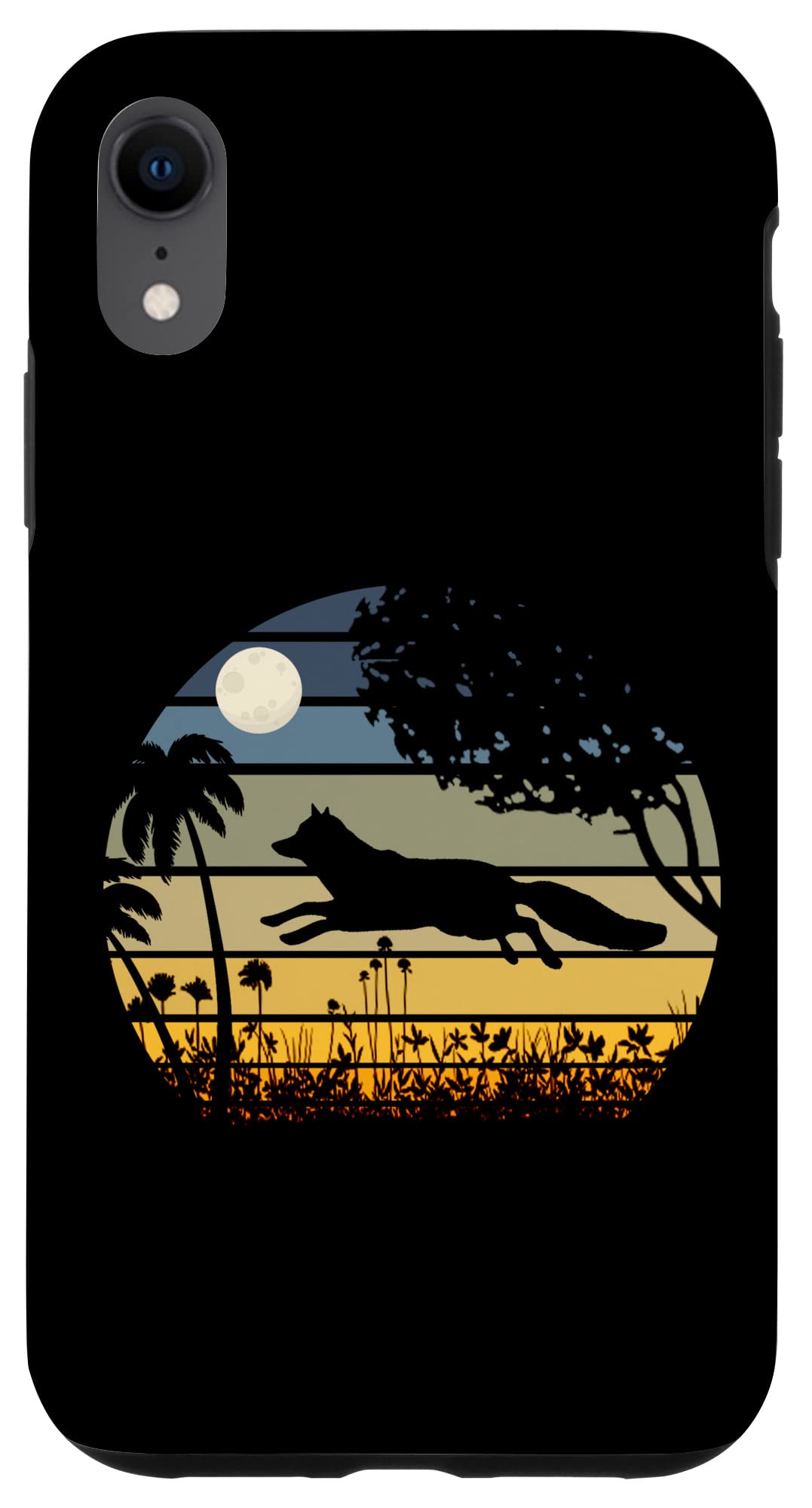 iPhone XR Fox Jumping in a Field of Flowers Moon Night Case
