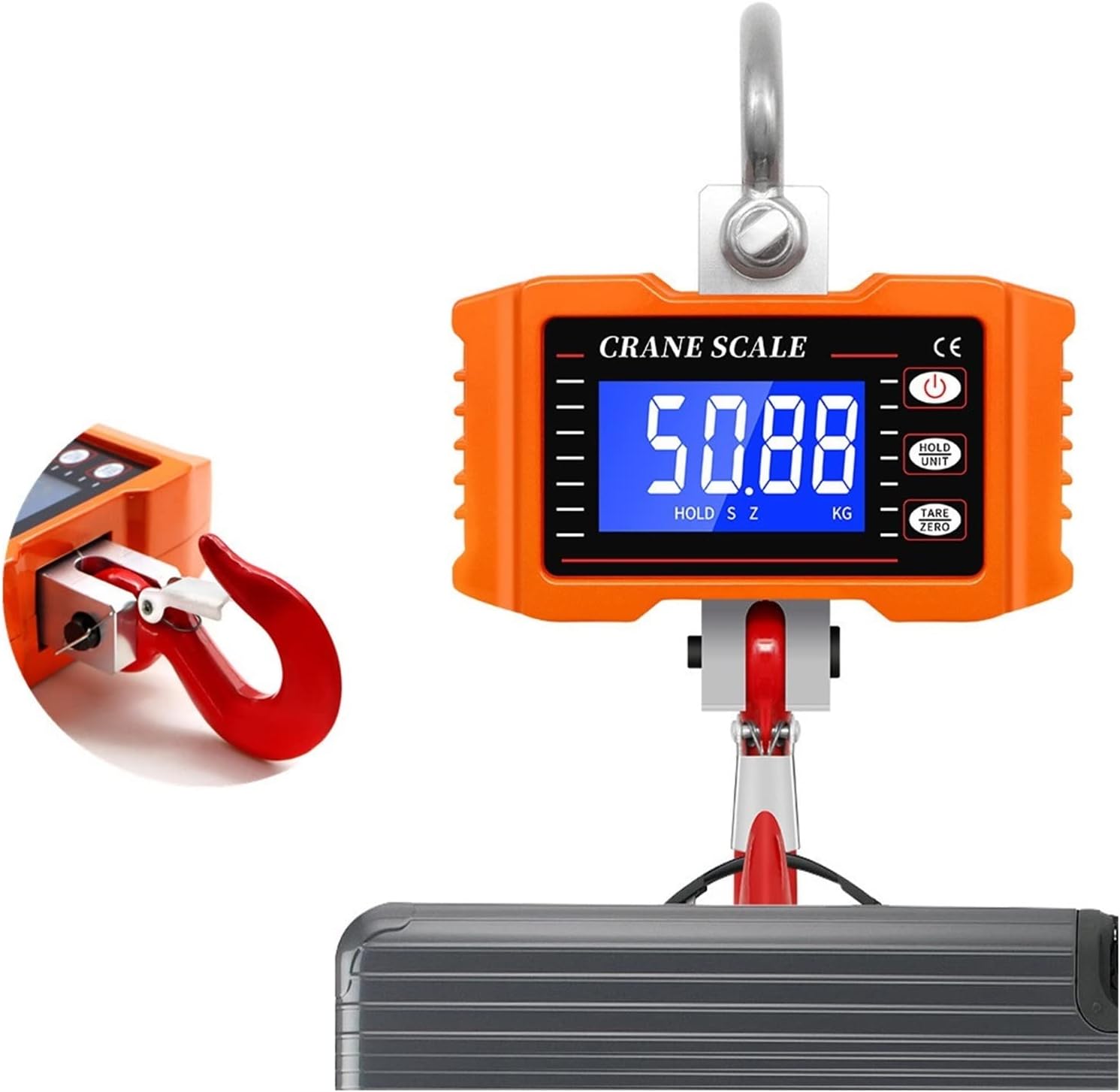 Digital Crane Scale Weight Balance Scale 500Kilogram Crane Scale Hook Crane Scale Suitcase Suitable for Commercial use 1000pound LCDHigh-Precision Industrial Heavy-Duty LCD Display