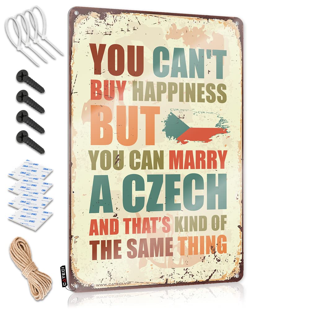 Ztbbdnqha One Color Funny Signs For Bedroom You Can't Buy Happiness But Can Marry A Czech Sign Bar Sign For Home Decor Bar Signs For Man Cave(20X30cm)
