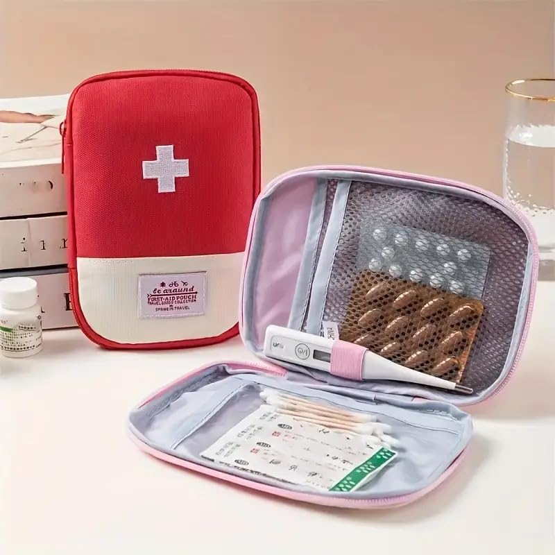 Tragbare Reise-Aufbewahrungstasche leichter und vielseitiger Organizer mit Reißverschluss für Reisen Rot 7.08 x 5.12 x 0.79 inches Lässig