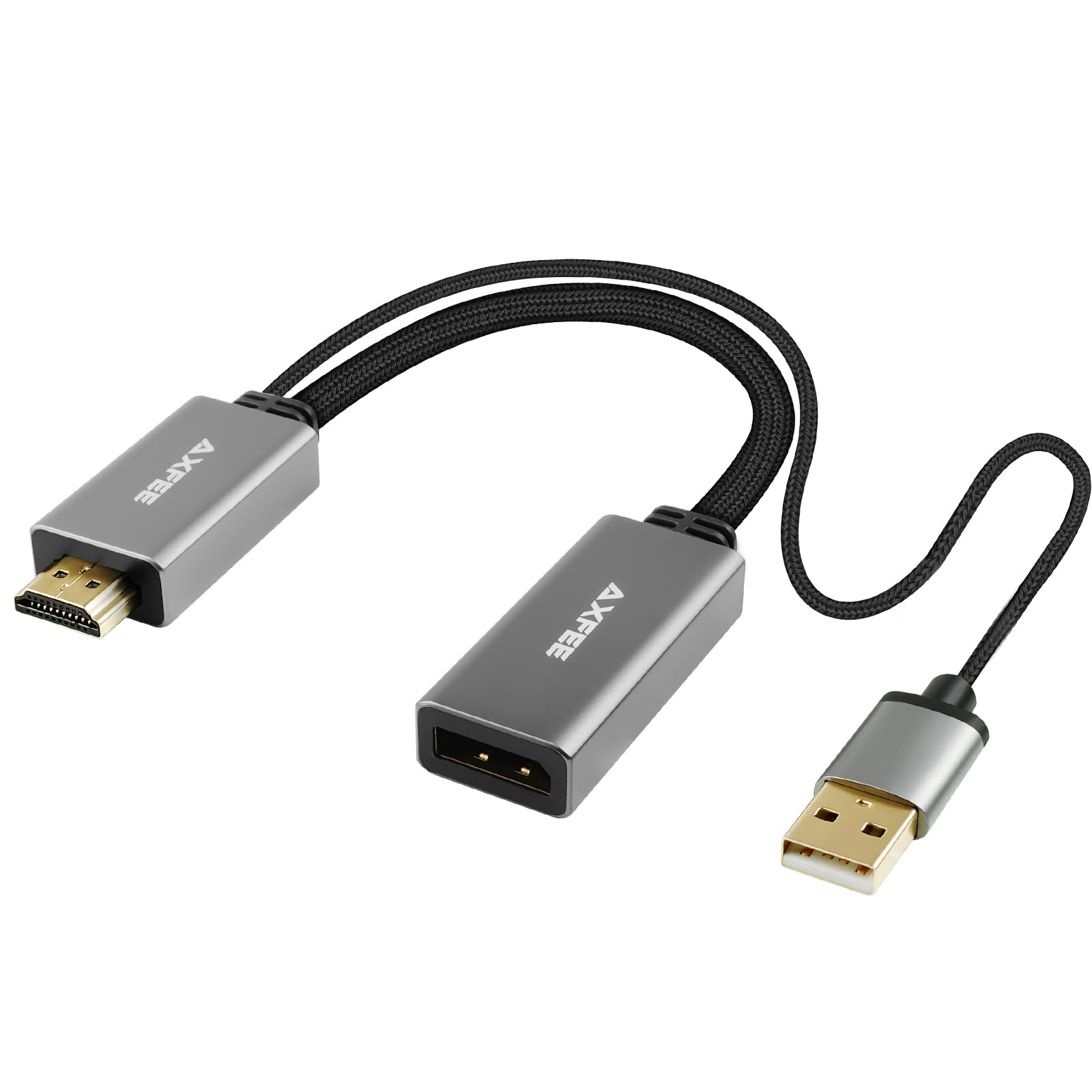 AXFEE Adapter HDMI na DisplayPort, 4K 60 Hz konwerter, wyjście HDMI do DP adapter wejściowy kabel do PC Laptop Xbox One (360) PS5, obsługuje 2K @144Hz 1080p @165Hz