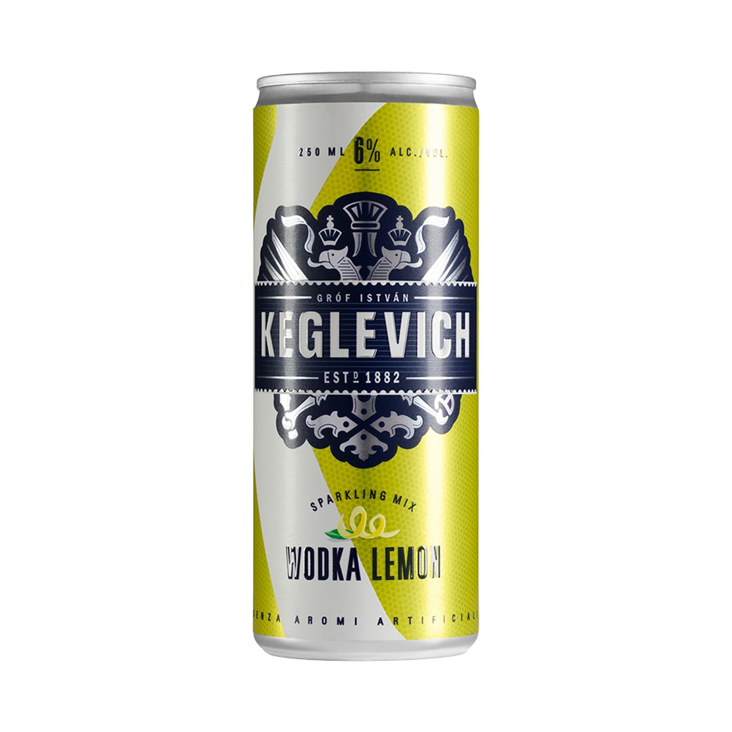 Keglevich, Vodka al limone pronta da gustare, senza aromi artificiali, 6% vol - 12 lattine da 250 ml (totale 3 litri)