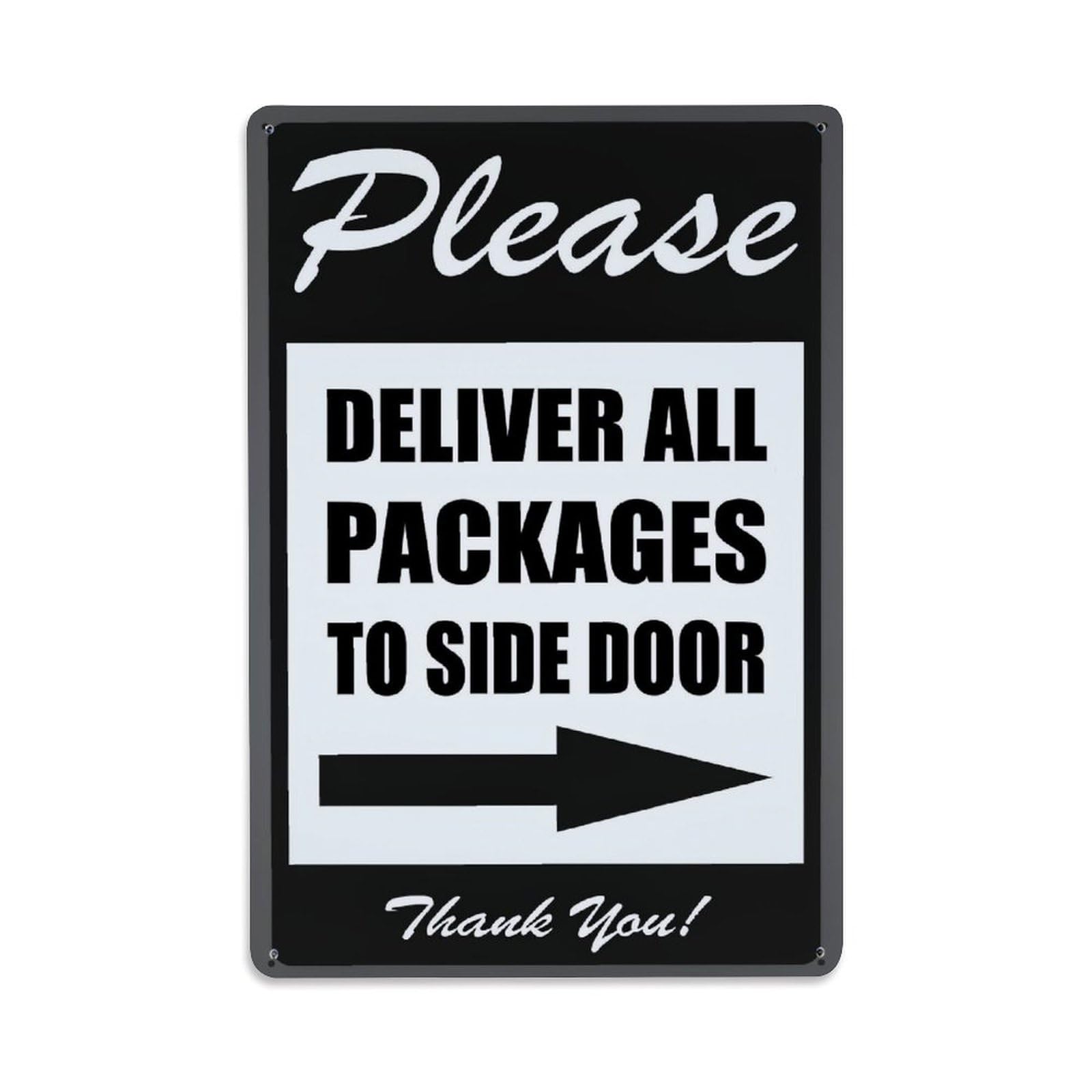 Nestemfo Vintage Please Deliver Packages To Side Tin Sign Metal Sign, Living Room,Bar, Home, Bedroom Wall Decor,Retro Metal Poster 8X12 Inches