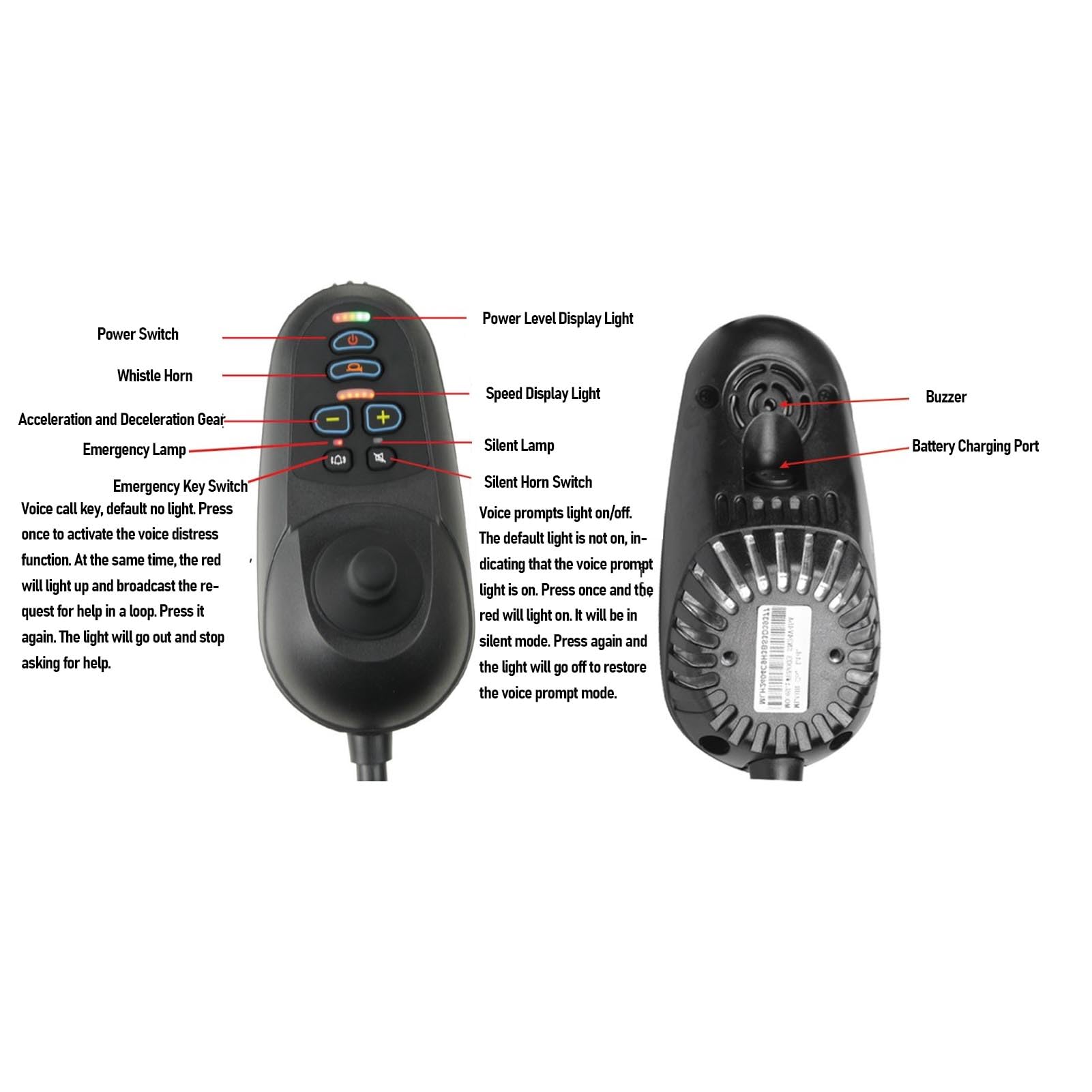 Controlador de Palanca de Mando para Silla de Ruedas Eléctrica, Palanca de Mando Hall 50A con Retención de Rampa EABS y Control de Velocidad Flexible, para Dispositivo de