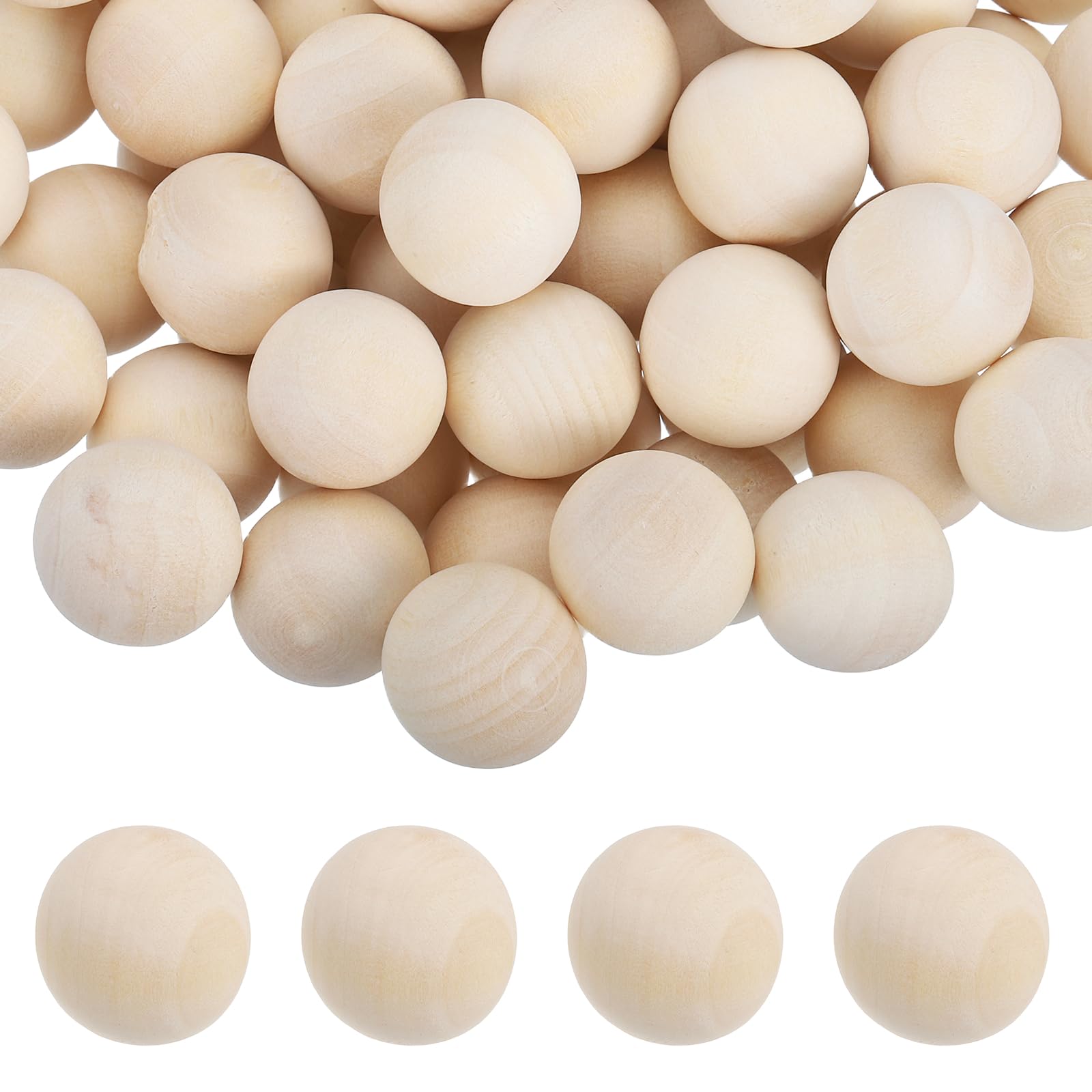 sourcing map 20 Pack Wood Balls, 22mm Unfinished Wooden Balls, Solid Hardwood Small Round Beads Natural Birch Wood Spheres for DIY Crafts, Christmas Ornaments, Jewelry Making