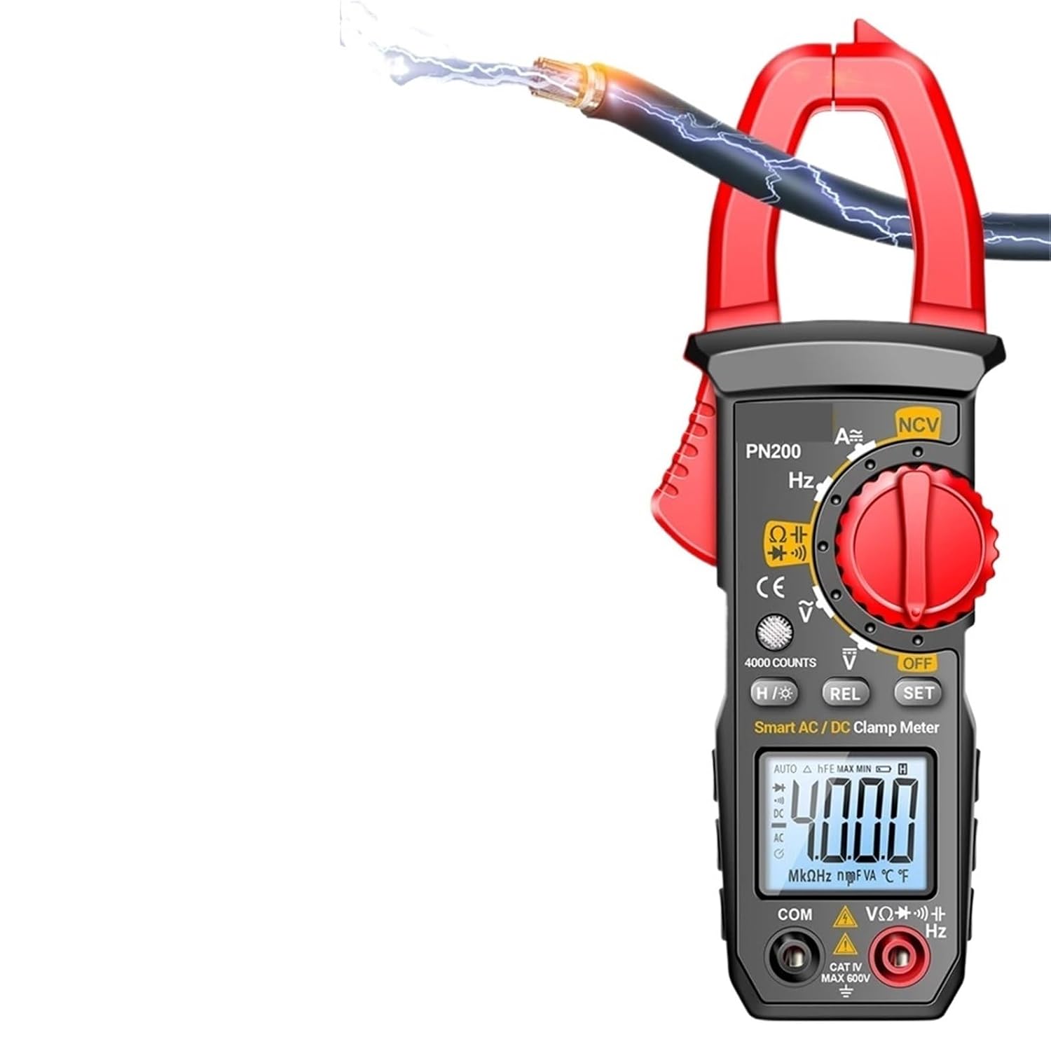PN200 Clamp Multimeter AC/DC Electric Test Professional Amperimetric Handheld Clamp Digital Ammeter Measuring Pliers(PN200)