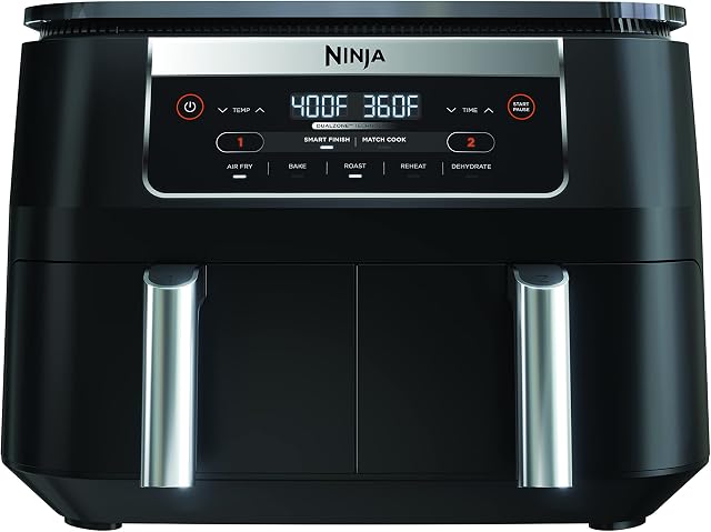 Ninja Foodi DZ090C 5-in-1 Air Fryer, 6 qt. with DualZone Technology, Black