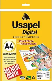 Papel Fotografico Laser Usapel Glossy Prof. 180G. Pacote Com 30-89431