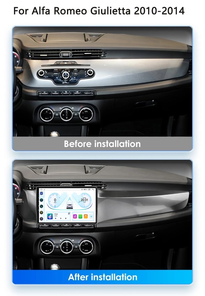 9-calowy dotykowy radio GPS dla Alfa Romeo Giulietta 2010-2014, obsługuje BT WiFi Mirror Link 4G sterowanie z kierownicy(HM612 8 Core 4G+Wifi 12+256GB)