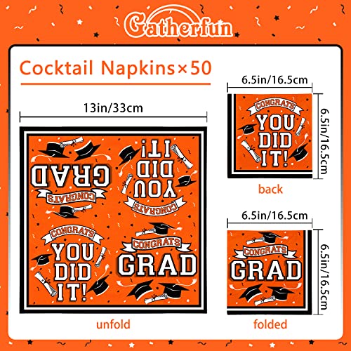 Graduation Party Disposable Paper Napkins For College High School Graduation 3-Ply 50 Pack （Orange And Black） #TOP1