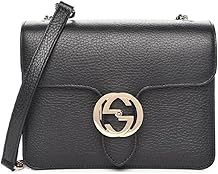 Gucci Interlocking BLACK Marmont Leather Silver Handbag Italy Chain 510304 NEW