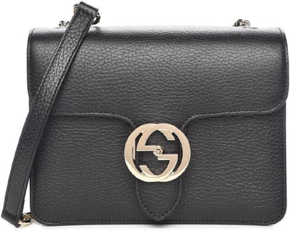 Interlocking BLACK Marmont Leather Silver Handbag Italy Chain 510304 NEW