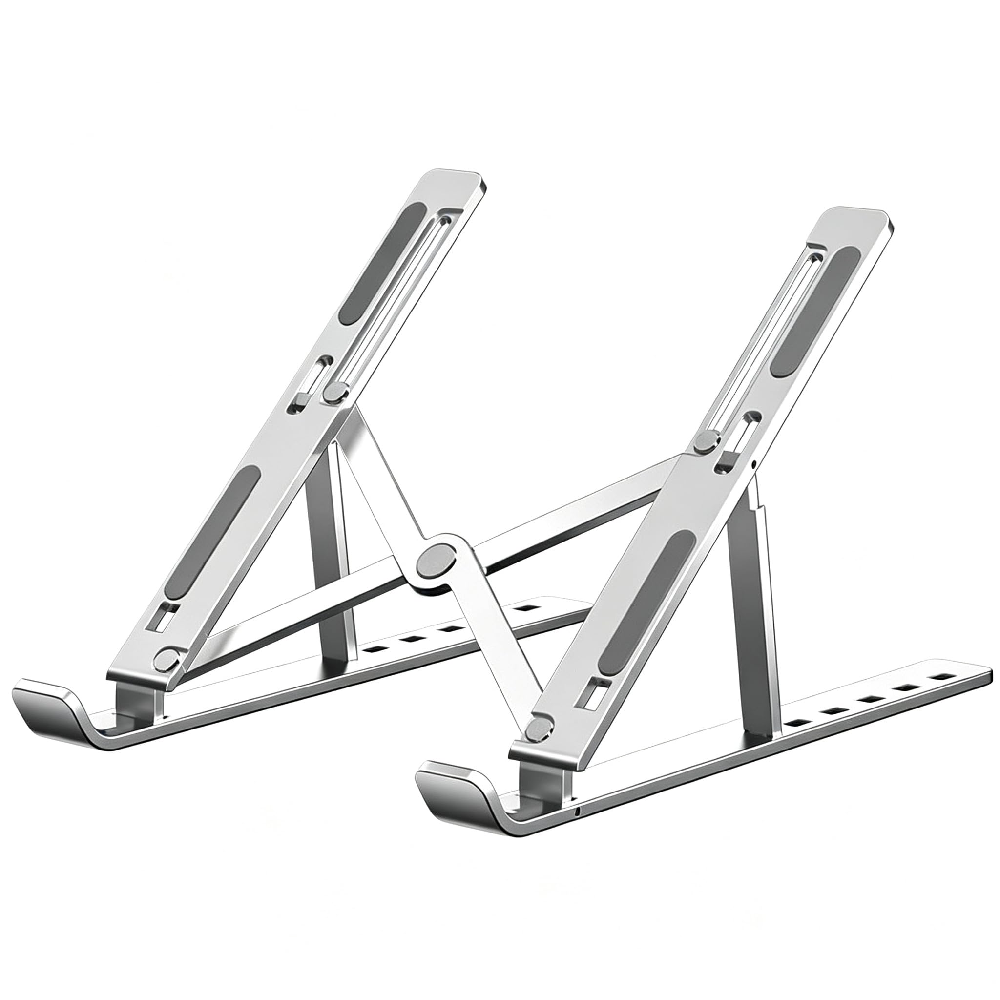 Soporte ajustable para laptop, elevador plegable de aluminio, 10-15.6 pulgadas, diseño ergonómico con bolsa de almacenamiento, color plateado