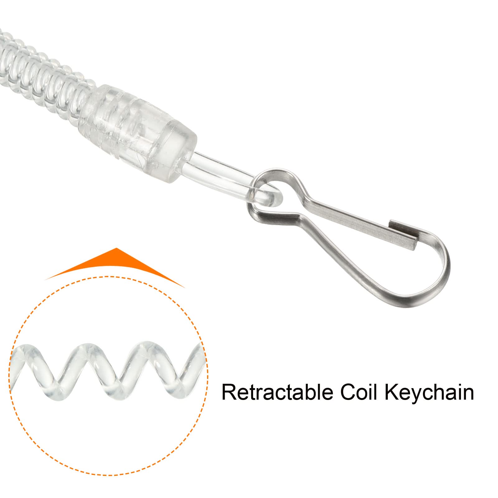 PATIKIL Retractable Spring Coil Strap with Clasp 7.5", 3 Pack Plastic Spiral Stretchy Key Holder Lanyard Cord, Clear - Image 4