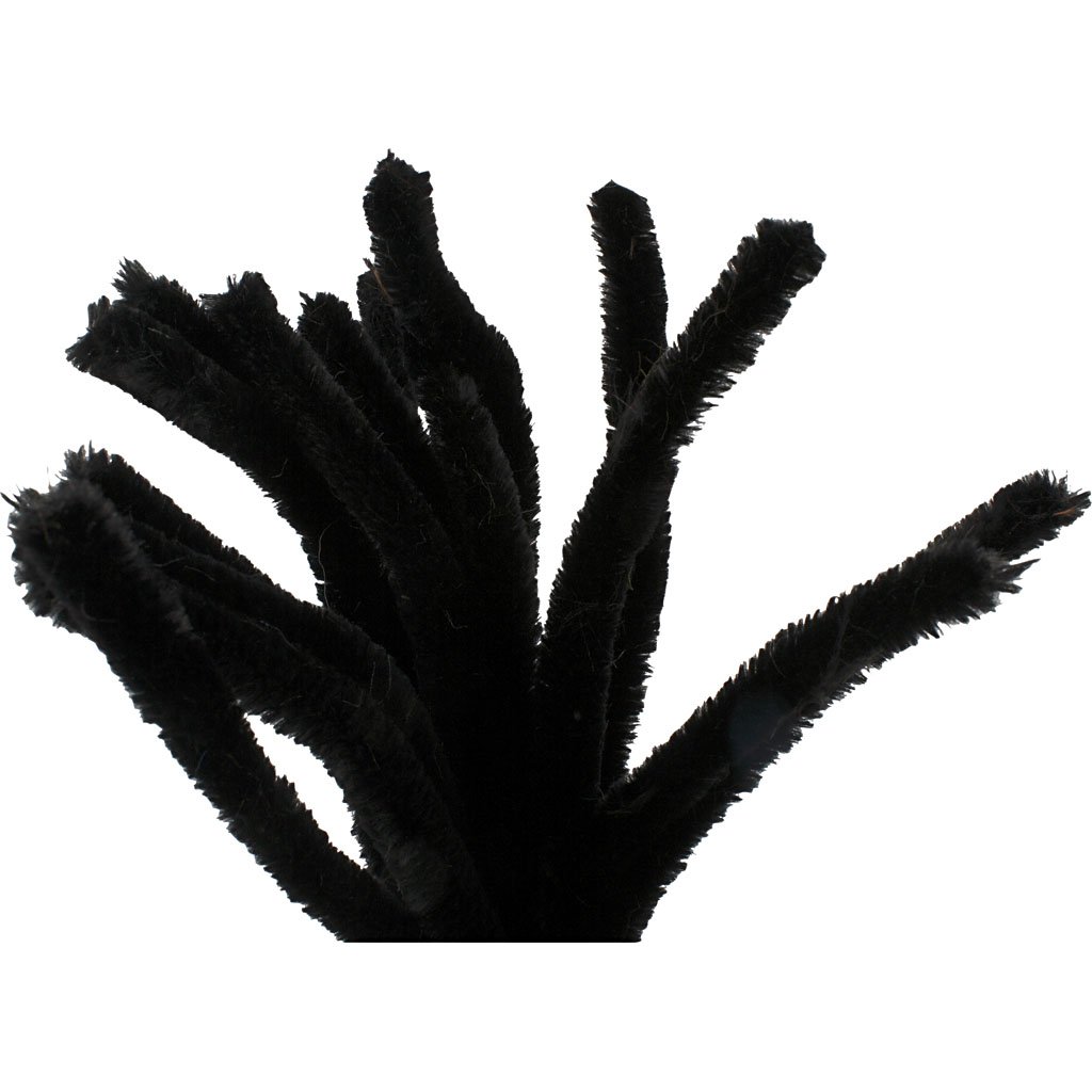 Pipe Cleaners, thickness 15 mm, L: 30 cm, black, 15pcs