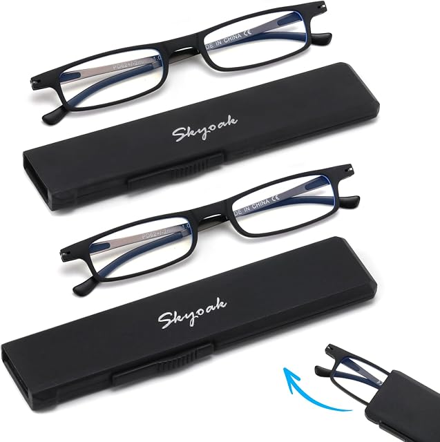 SKYOAK paquet de 2 Ultra Légèreté mince pliant Verres de lecture Femmes Hommes TR90 Lecteurs d'ordinateurs Portables Slim Flat Glaces
