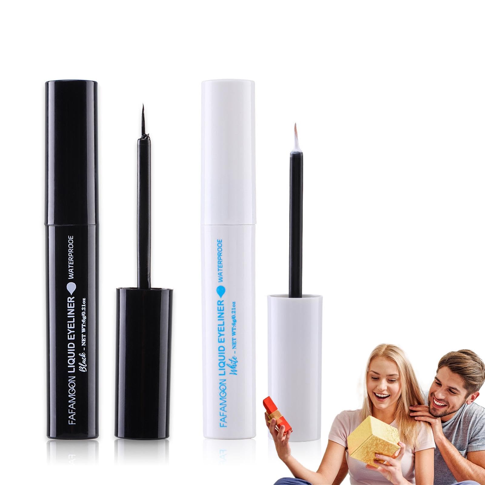 Lápiz Delineador De Ojos - 2 Uds Eyeliner Líquido Semi-Permanente De Ojos Blanco, Resistente Al Agua Y Prueba De Manchas Lápiz De Ojos Líquido, Lápiz Flexible Para Un Fácil Control, 12ml