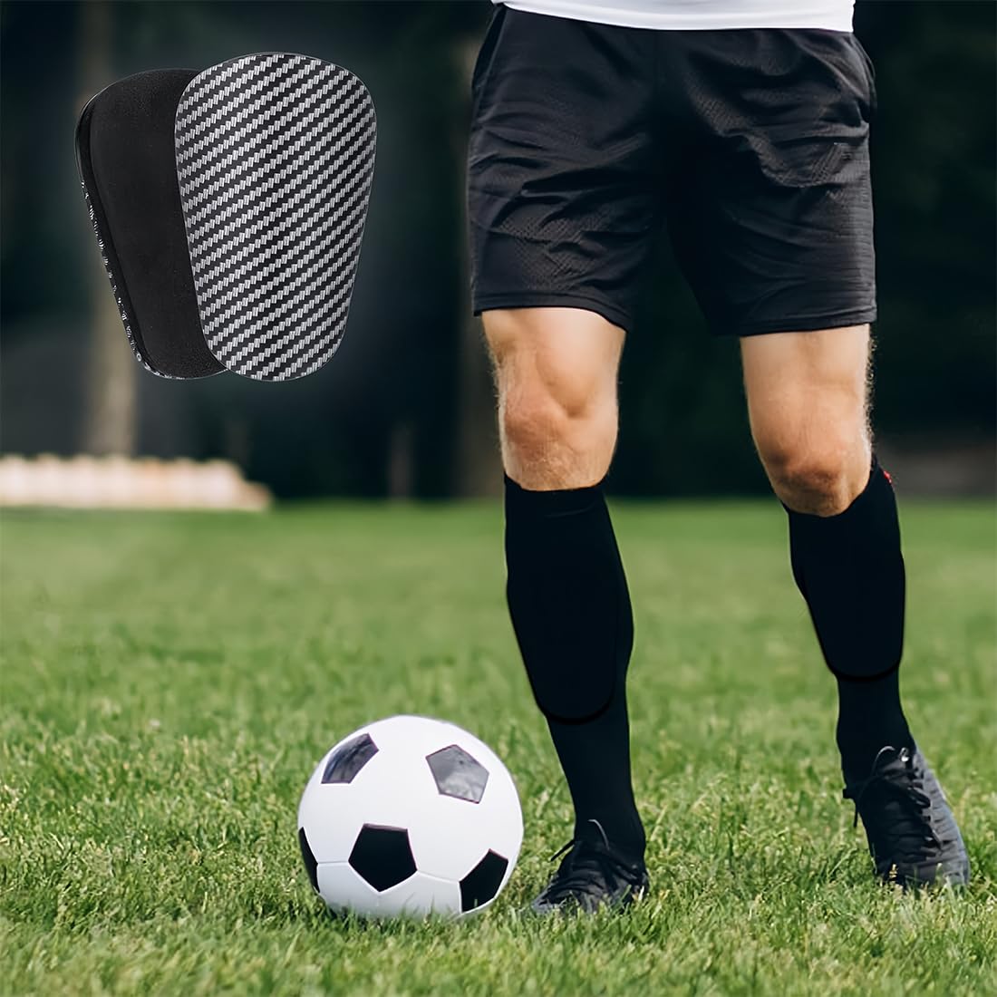 Protège-Tibias Football Mini - Protection Jambes Enfants Garçons Filles EVA, Rayures Noires