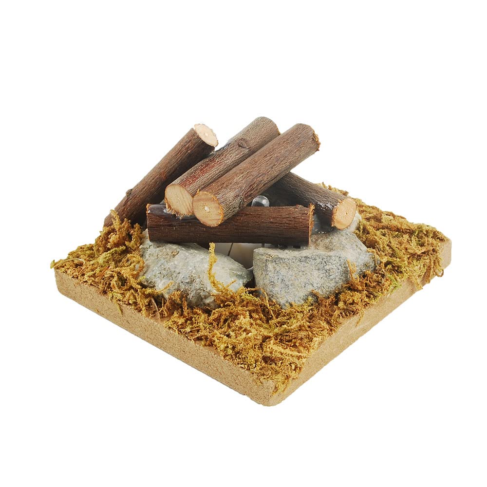 YOUUGIOR Miniature Dollhouse Langscape Garden Scene Well Wooden Well Wood Model Ornament Dollhouse Accessories (Bonfire)