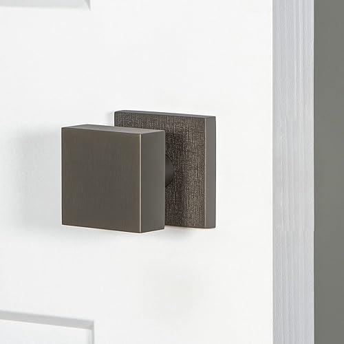 Miniatura 2 de Viaggio 627127 Roseta de lino gris titanio Quadrato Pomo de latón, doble maniquí