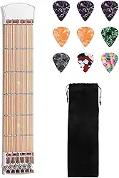 Almencla Braço de guitarra de bolso com 9 palhetas, leve para ensino e aprendizagem de violão, ferramenta para prática de acordes em viagens, Branco