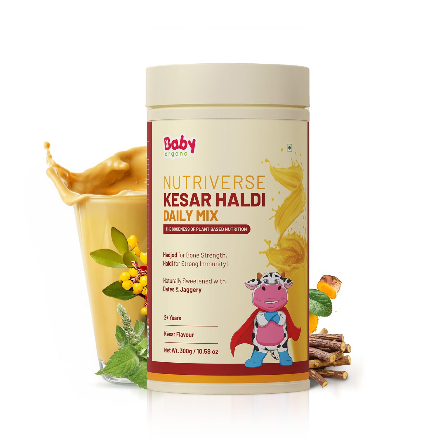 Nutriverse Kesar Haldi Milk Mix for 2-8 Years Kids|Supports Healthy Growth & Development|High Protein &Vitamins,Gluten Free|Kesar Flavor - 300 grams - New Lanuch,powder,1 count