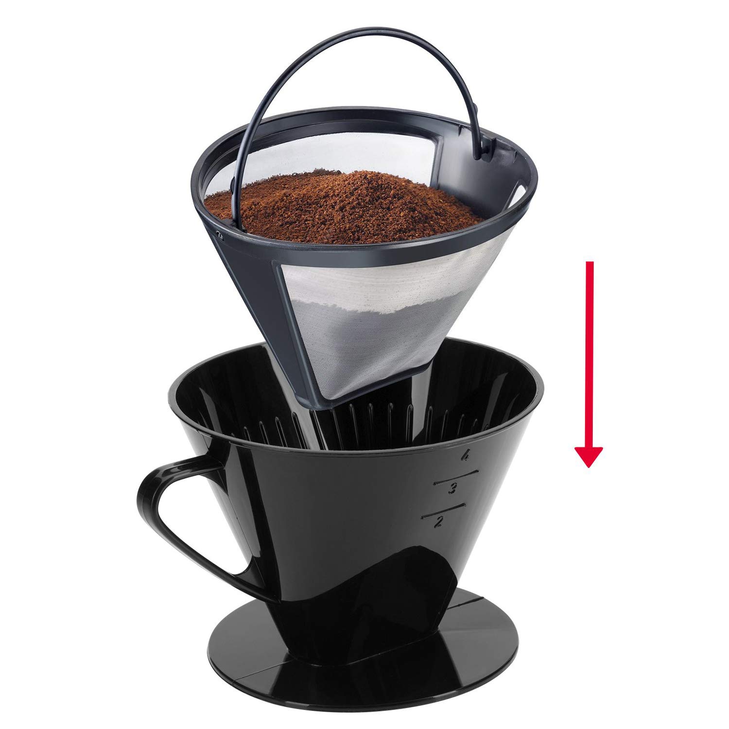 Westmark Set da Caffp, 2 Pezzi, Filtro permanente + Filtro per Caffè Taglia 4, Acciaio Inossidabile/Plastica, Kaffee, Four, Argento/Nero, 244322E7