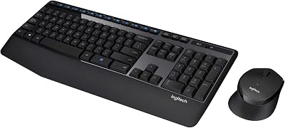 Logitech MK345 Wireless Keyboard and Mouse Combo with Palm Rest, 2.4 GHz USB Receiver, Compatible with PC, Laptop, Black