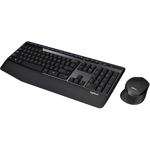Logitech MK345 Wireless Keyboard and Mouse Combo with Palm Rest, 2.4 GHz USB Receiver, Compatible with PC, Laptop, Black