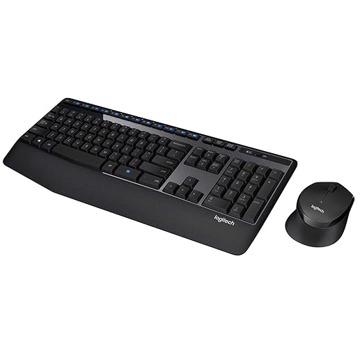 Logitech MK345 Wireless Keyboard and Mouse Combo with Palm Rest, 2.4 GHz USB Receiver, Compatible with PC, Laptop, Black