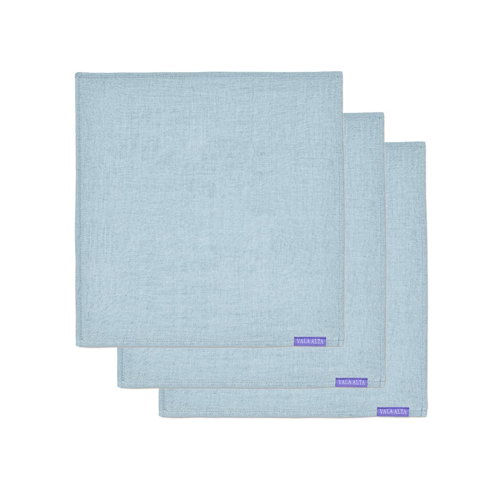 Vala Alta 3 Pack - 100% Irish Linen Handkerchiefs - 12" x 12" - Made in the USA - Mens & Womens Handkerchiefs