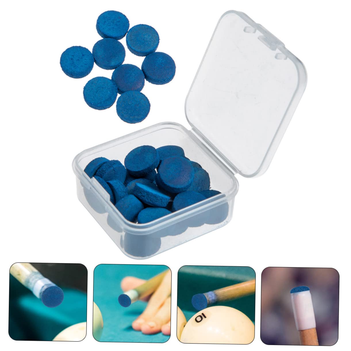 Abaodam 30Pcs Billiard Pool Stick Tips Replacement Durable Tips for Pool Cues Essential Billiard Supplies for Beginners Professionals Convenient Storage Box Included