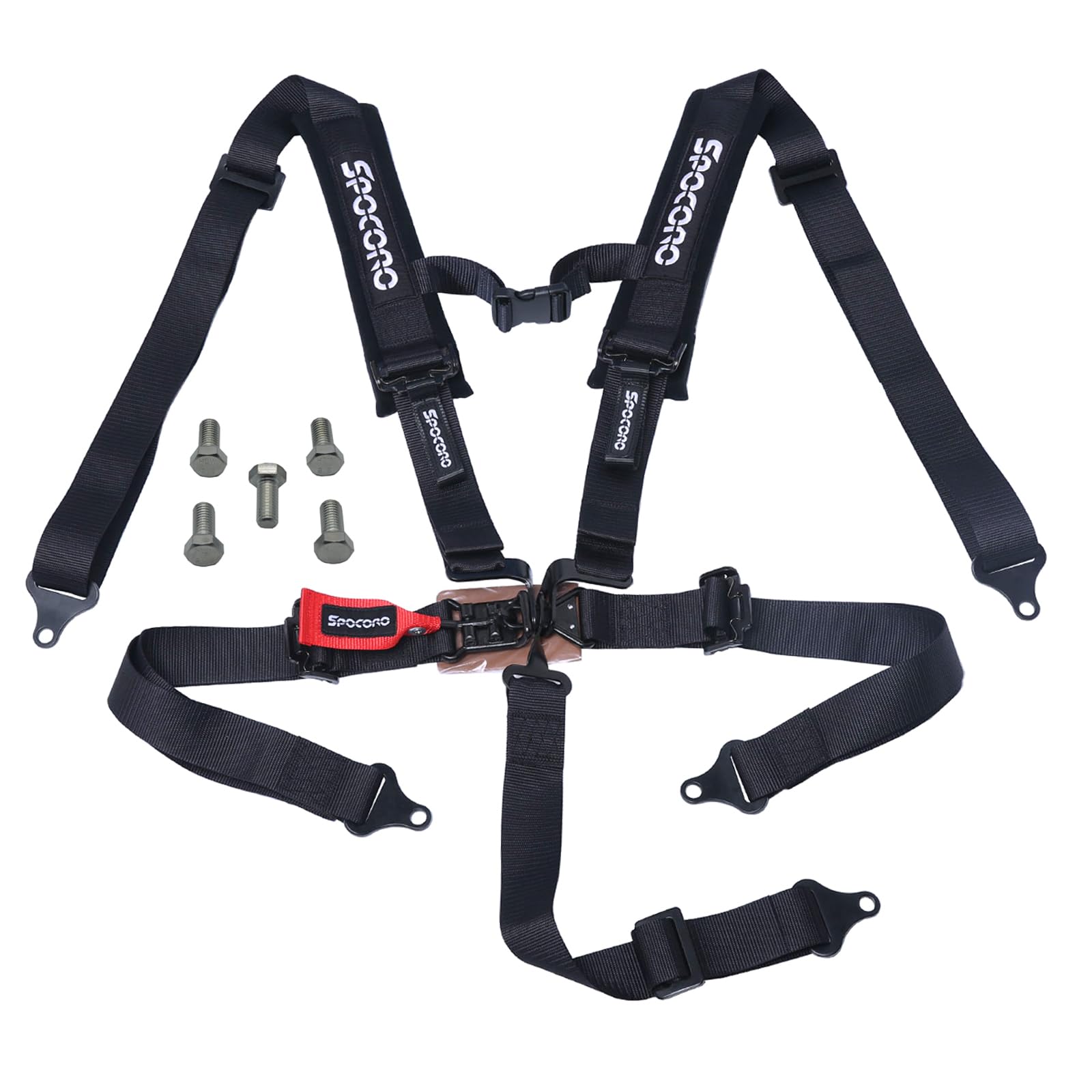 5 Point Harness 2 Inch Shoulder Pads, Latch Lock Release for Go Kart, Sim Racing Rig,UTV, RZR, SXS, Off Road Only