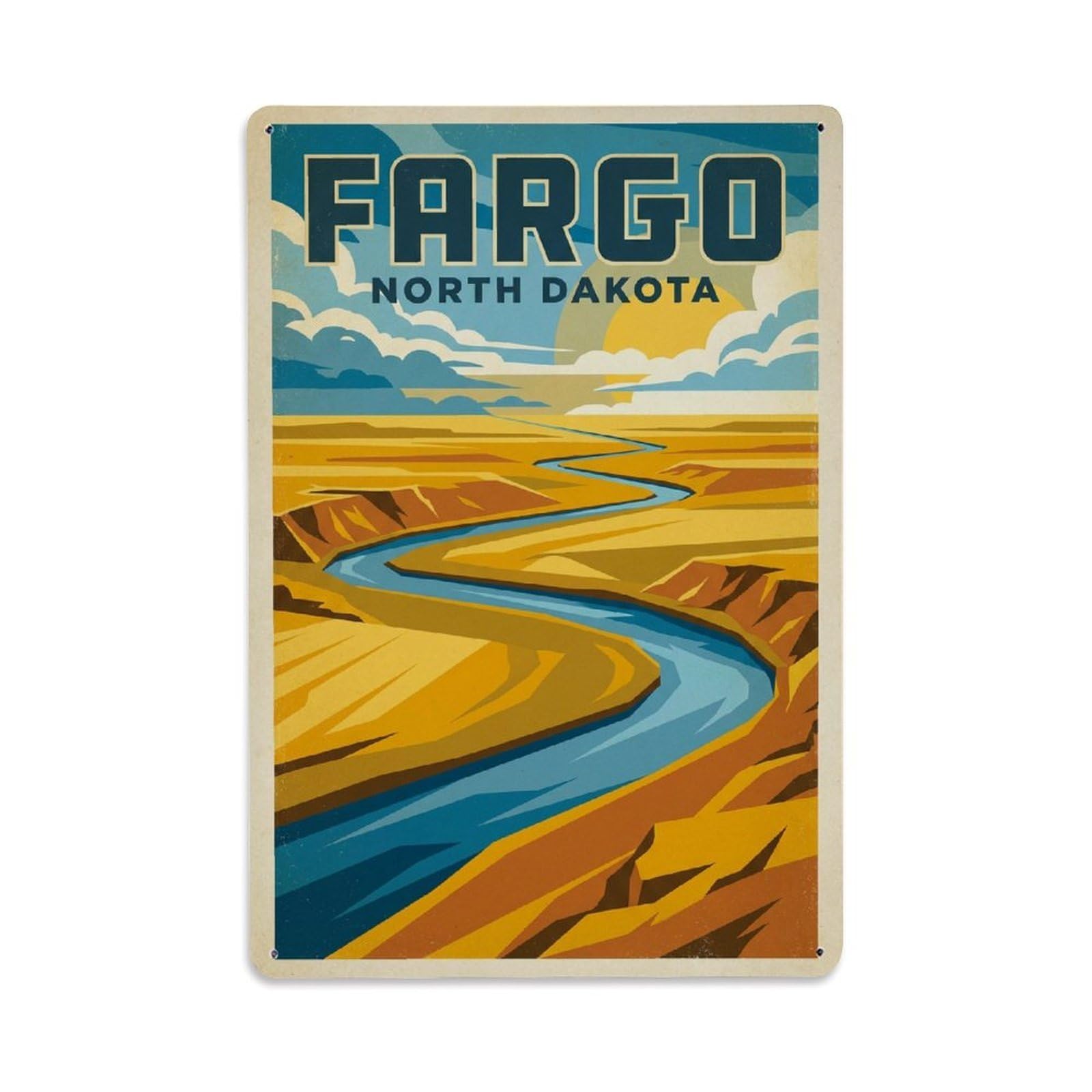 Xanthor Style Vintage Travel Usa Fargo Metal Tin Sign