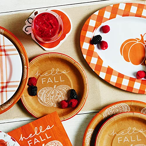 C.r. Gibson Tw4-24063 Hello Fall Pumpkin Disposable Paper Cocktail Napkins For Thanksgiving And Halloween, Orange, 20Pcs, 5" X 5" #TOP6