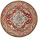 SAFAVIEH Monaco Collection Area Rug - 5' Round, Orange & Light Blue, Boho Chic Medallion Distressed Design, Non-Shedding & Easy Care, Ideal for High Traffic Areas in Living Room, Bedroom (MNC243H)
