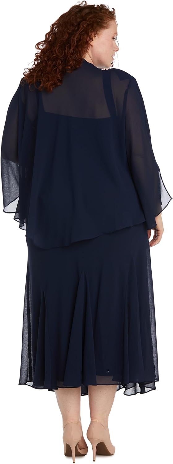 Elegant Plus Size Beaded Slip Dress W/Sheer Chiffon Jacket - Two Piece Special Occasion Set for Women - Image 5