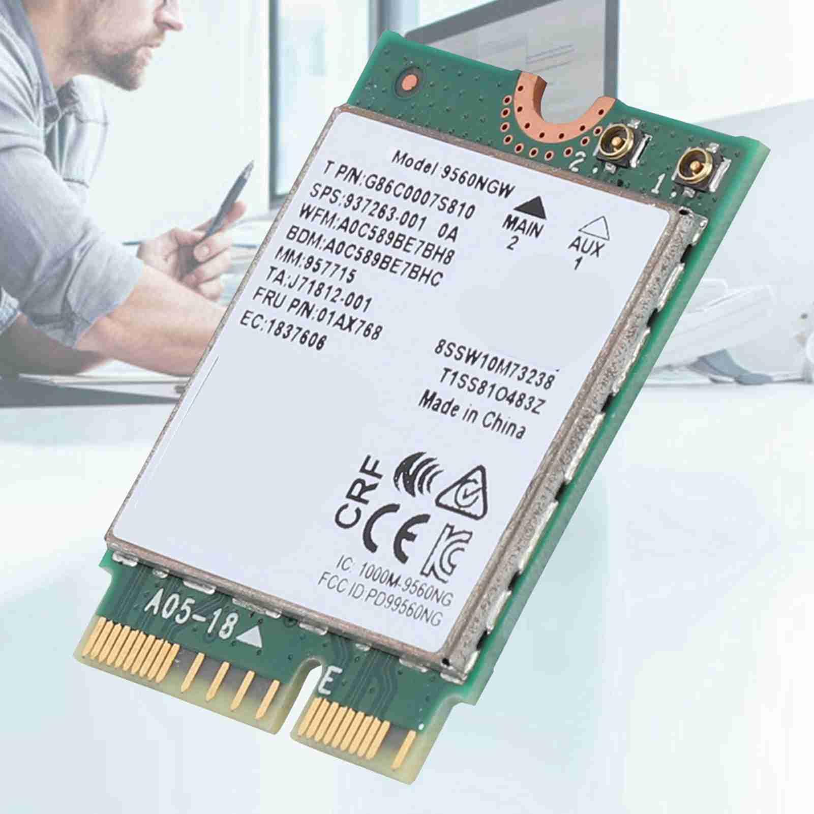 Karta sieciowa WLAN, karta PCIe bezprzewodowa dwuzakresowa karta 2.4 G + 5 G PCI-E Express, 1,73 Gb/s Bluetooth 5.0 + Wi-Fi NGFF Bezprzewodowa karta Wi-Fi dla 9560AC 9560NGW