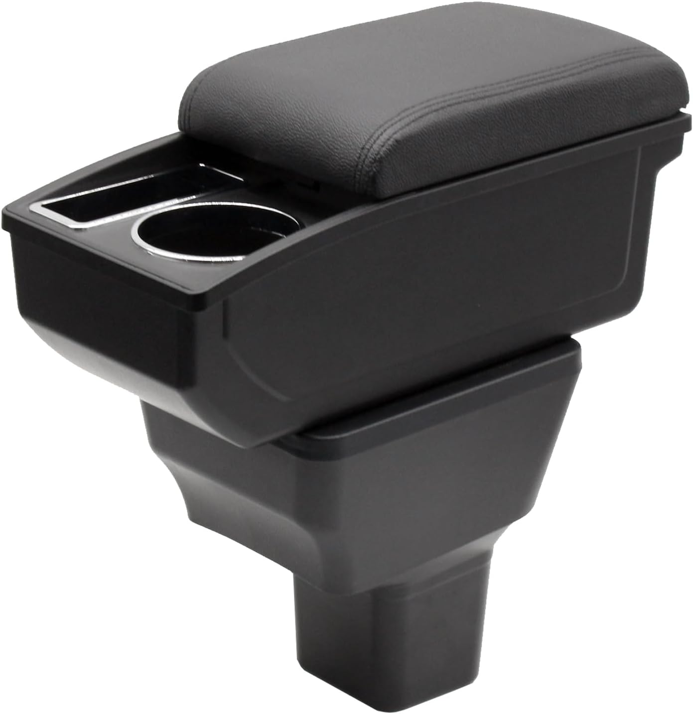 Car Armrest Box for Nissan Versa Almera 2020-2024 Auto Accessories Center Console Leather Arm Rest Double-Layer Storage Space with Cup Holder (Black Thread)