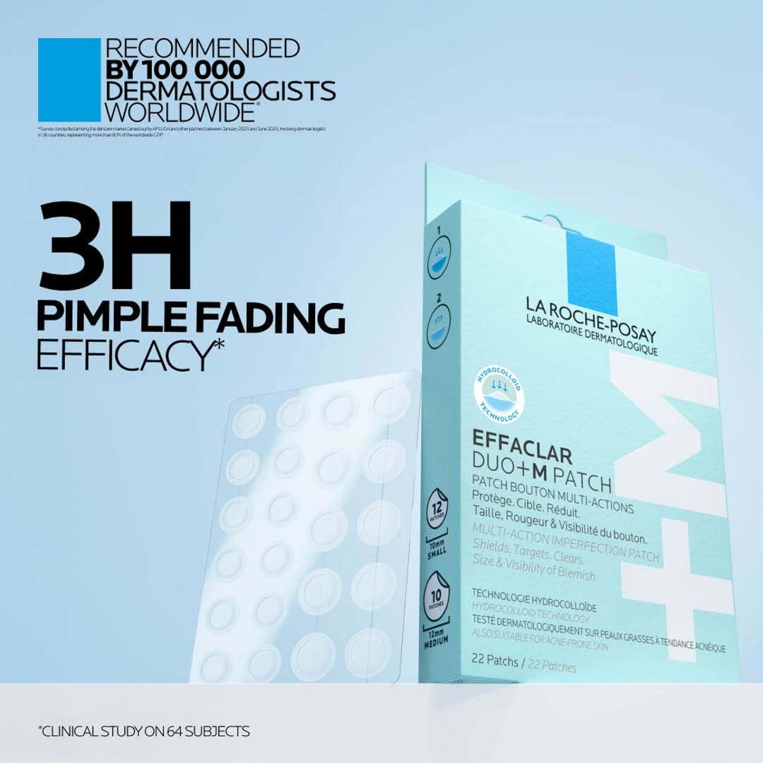 La Roche-Posay Effaclar Anti-Blemish Spot Patches Pack of 22 – Targeted Invisible Stickers for Individual Blemishes on Oily & Blemish-Prone Skin, Shields Spots, Discreet Day & Night Care