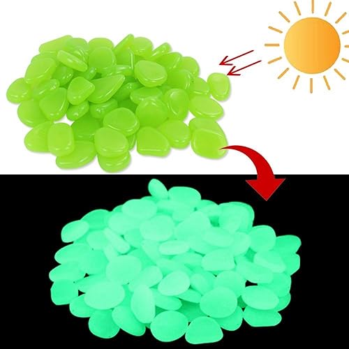 Miniatura 2 de chic style 150 piedras de jardín que brillan en la oscuridad para pasarelas y decoración (verde)